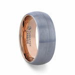 Load image into Gallery viewer, Mens Tungsten Carbide Rose Gold Ion Plating Interior Wedding Ring - Domed Brushed Comfort Fit - 8mm Wide - Style name: CAMERON
