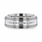 Load image into Gallery viewer, Mens Titanium 9 Channel Set White Diamonds Silver Inlaid Wedding Ring - Flat Brushed Comfort Fit - 8mm Wide - Style name: BOND
