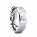 Load image into Gallery viewer, Mens Tungsten Faceted Polished Center Wedding Ring - Polished Beveled Comfort Fit - 8mm Wide - Style name: REFLECTOR
