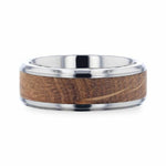 Load image into Gallery viewer, Mens Titanium Genuine Whiskey Barrel Inlaid Wedding Ring - Polished Beveled Comfort Fit - 8mm Wide - Style name: CASK
