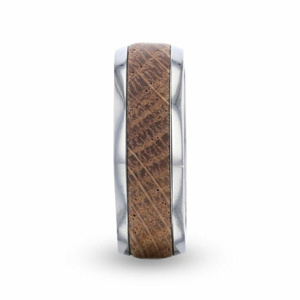 Mens Titanium Whiskey Barrel Inlaid Made From Genuine Whiskey Barrels - 8mm Wide - Style name: STAVE