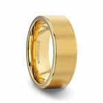 Load image into Gallery viewer, Mens Titanium Yellow Gold Plating Flat Brushed Finish Center Wedding Ring - Polished Edges Comfort Fit - 8mm Wide - Style name: AURELIANO
