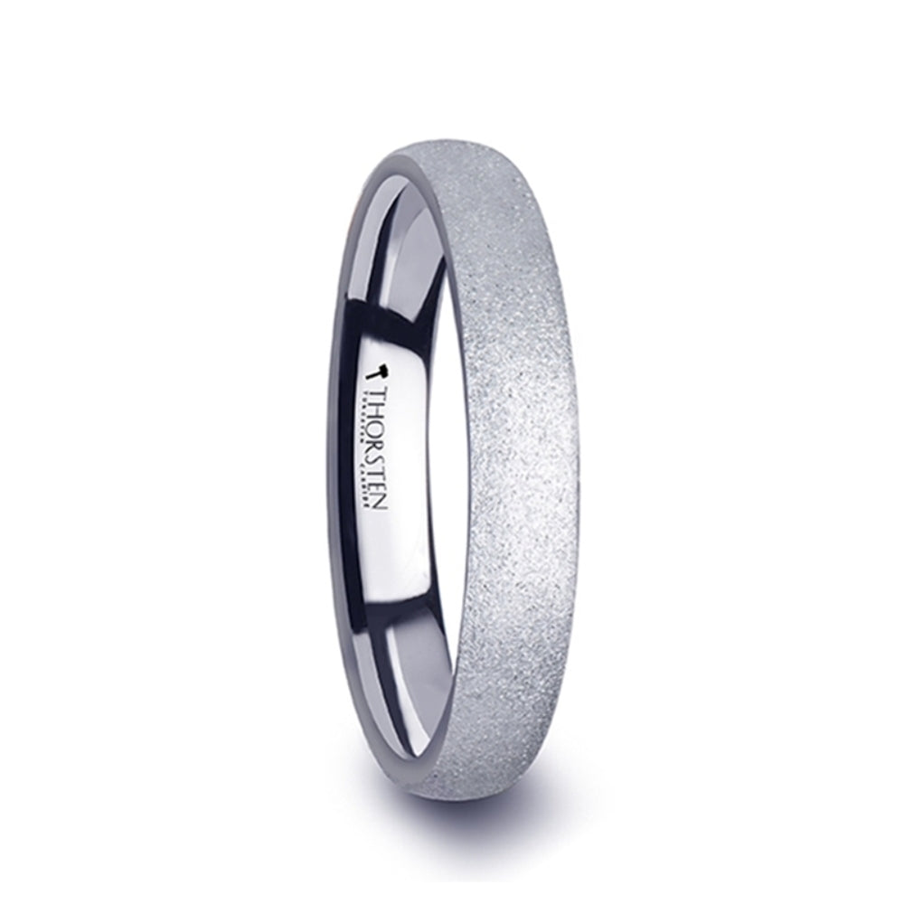 Mens Tungsten Carbide Sandblasted Crystalline Finish Wedding Ring - Domed Comfort Fit - 2mm 4mm 8mm Wide - Style name: QUARTZ