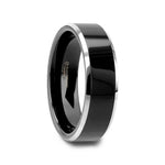 Load image into Gallery viewer, Mens Tungsten Carbide Black Polish Finished Center Wedding Ring - Metallic Beveled Edges Comfort Fit - 4mm 6mm 8mm Wide - Style name: MACLAREN
