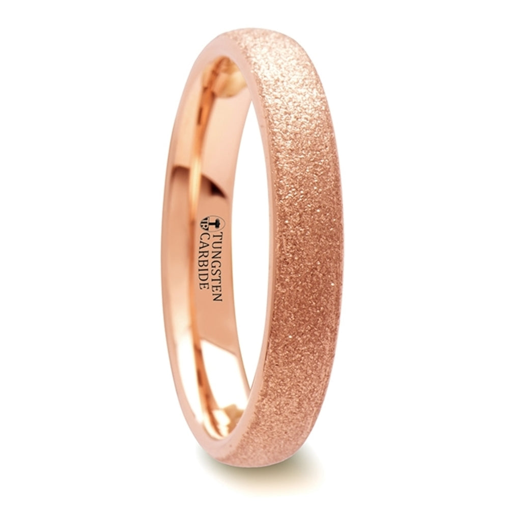 Mens Tungsten Rose Gold Plating Sandblasted Crystalline Finish Wedding Ring - Domed Comfort Fit - 2mm 4mm 8mm Wide - Style name: EMBER