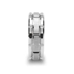 Load image into Gallery viewer, Mens Tungsten Carbide Brush Finished Center Alternating Grooves Wedding Ring - Beveled Comfort Fit - 8mm Wide - Style name: WARWICK
