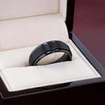 Load image into Gallery viewer, Mens Tungsten Black Spinner Wedding Ring - Brushed Comfort Fit - 6mm 8mm Wide - Style name: REVOLVE
