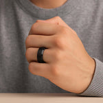 Load image into Gallery viewer, Mens Tungsten Black Spinner Wedding Ring - Brushed Comfort Fit - 6mm 8mm Wide - Style name: REVOLVE
