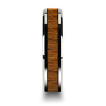 Load image into Gallery viewer, Mens Tungsten Teak Wood Inlay Wedding Ring - Polished Beveled Comfort Fit - 6mm 8mm 10mm Wide - Style name: TEKKU
