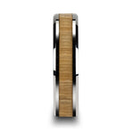Load image into Gallery viewer, Mens Tungsten Carbide Ash Wood Inlay Wedding Ring - Polished Beveled Comfort Fit - 6mm 8mm 10mm Wide - Style name: SAMARA

