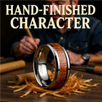Load image into Gallery viewer, Mens Tungsten Real Hardwood Mahogany Inlay Wedding Ring - Polished Beveled Comfort Fit - 4mm 6mm 8mm 10mm Wide - Style name: KHAYA
