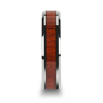 Load image into Gallery viewer, Mens Tungsten Padauk Real Wood Inlay Wedding Ring - Polished Beveled Comfort Fit - 6mm 8mm 10mm Wide - Style name: NARRA
