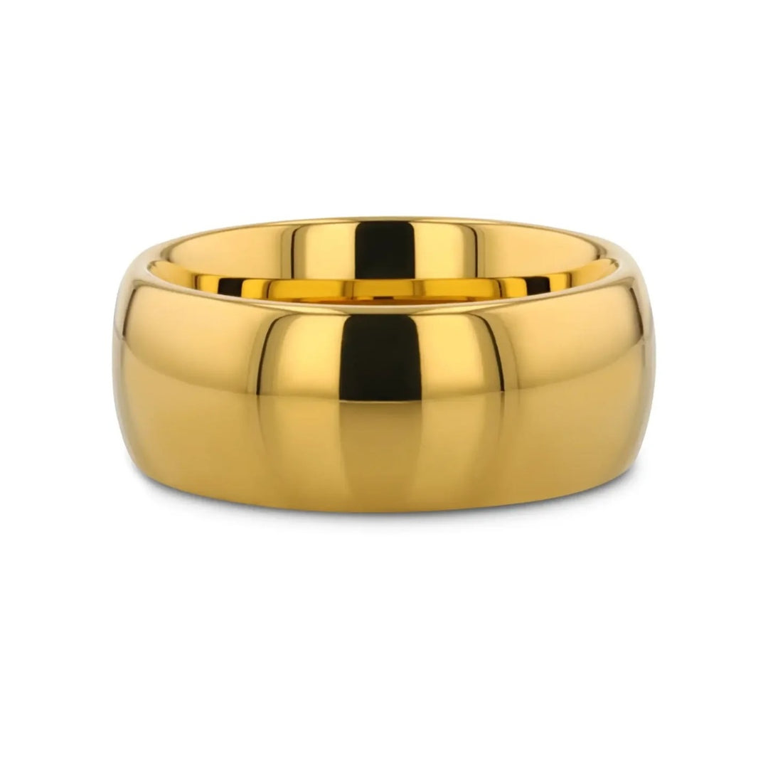 Mens Tungsten Traditional Domed Gold-Plated Wedding Ring - Polished Comfort Fit - 4mm 6mm 8mm 10mm Wide - Style name: ORO