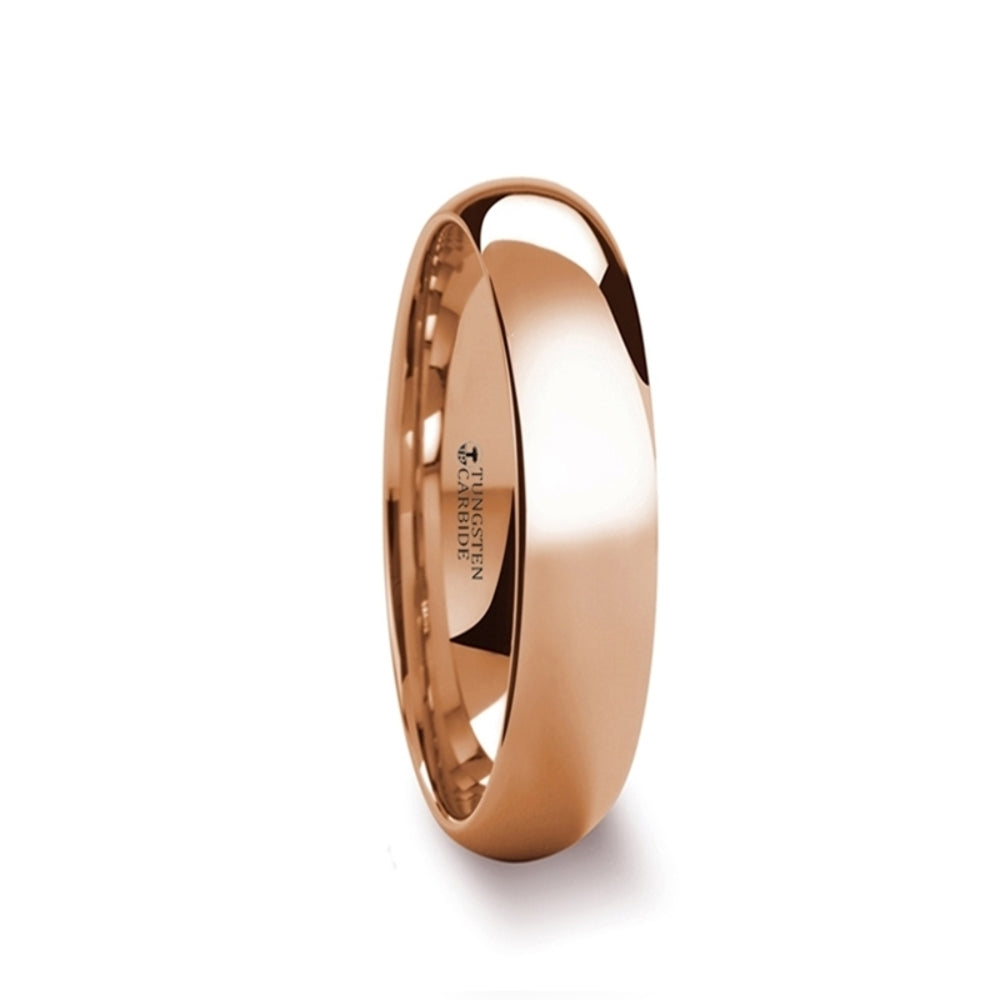 Mens Tungsten Carbide Rose Gold Plated Wedding Ring - Domed Comfort Fit - 4mm 6mm 8mm Wide - Style name: SOL