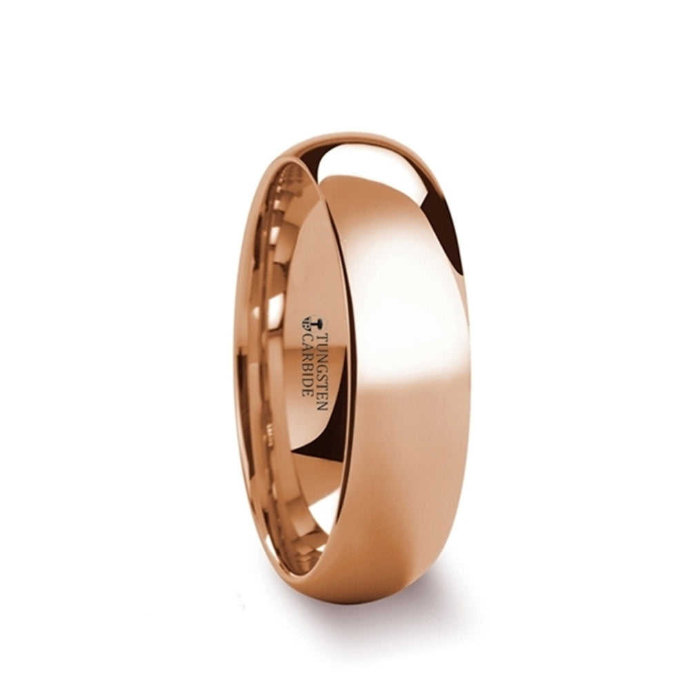 Mens Tungsten Carbide Rose Gold Plated Wedding Ring - Domed Comfort Fit - 4mm 6mm 8mm Wide - Style name: SOL