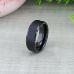 Load image into Gallery viewer, Mens Black Tungsten Brush Finished Center Wedding Ring - Polished Beveled Edges Comfort Fit - 4mm 6mm 7mm 8mm 10mm Wide - Style name: ELISE
