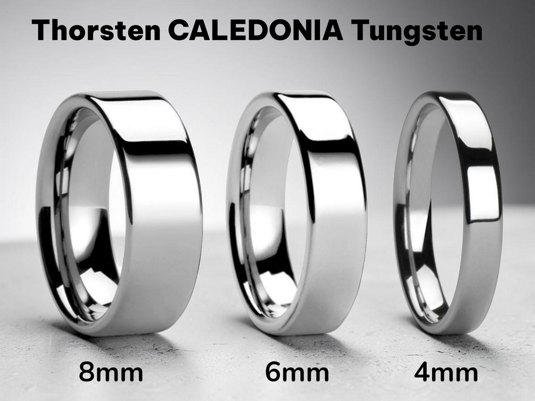 Mens Cobalt Chrome Polish Finished Wedding Ring - Flat Comfort Fit - 4mm 6mm 8mm Wide - Style name: CALEDONIA
