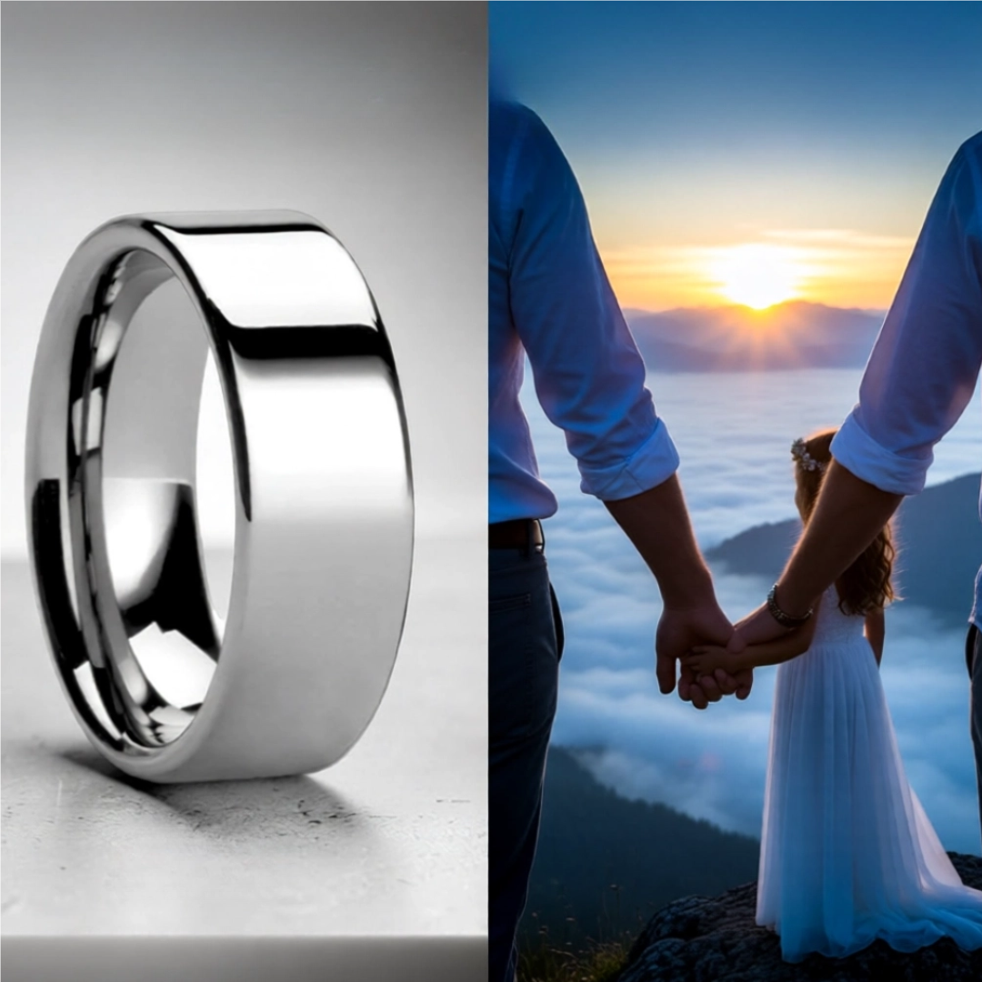 Mens Cobalt Chrome Polish Finished Wedding Ring - Flat Comfort Fit - 4mm 6mm 8mm Wide - Style name: CALEDONIA
