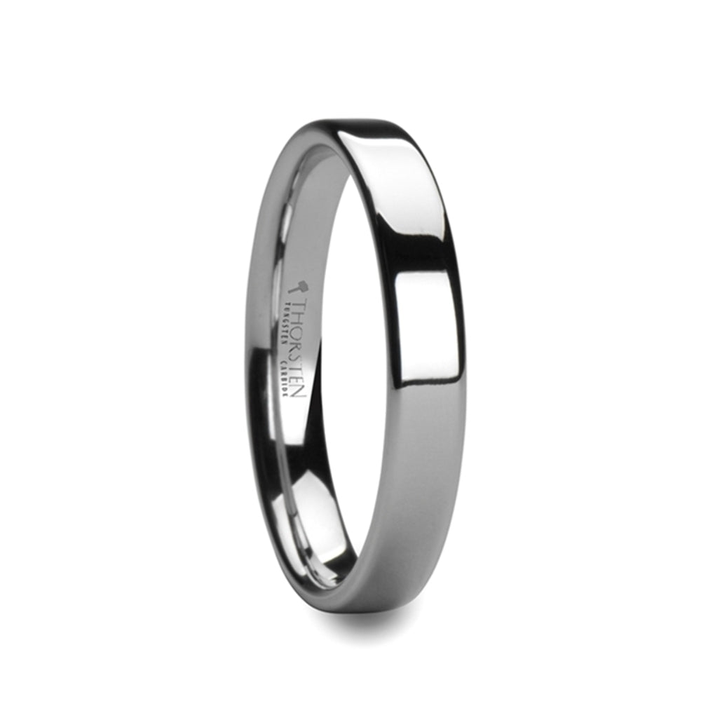 Mens Cobalt Chrome Polish Finished Wedding Ring - Flat Comfort Fit - 4mm 6mm 8mm Wide - Style name: CALEDONIA