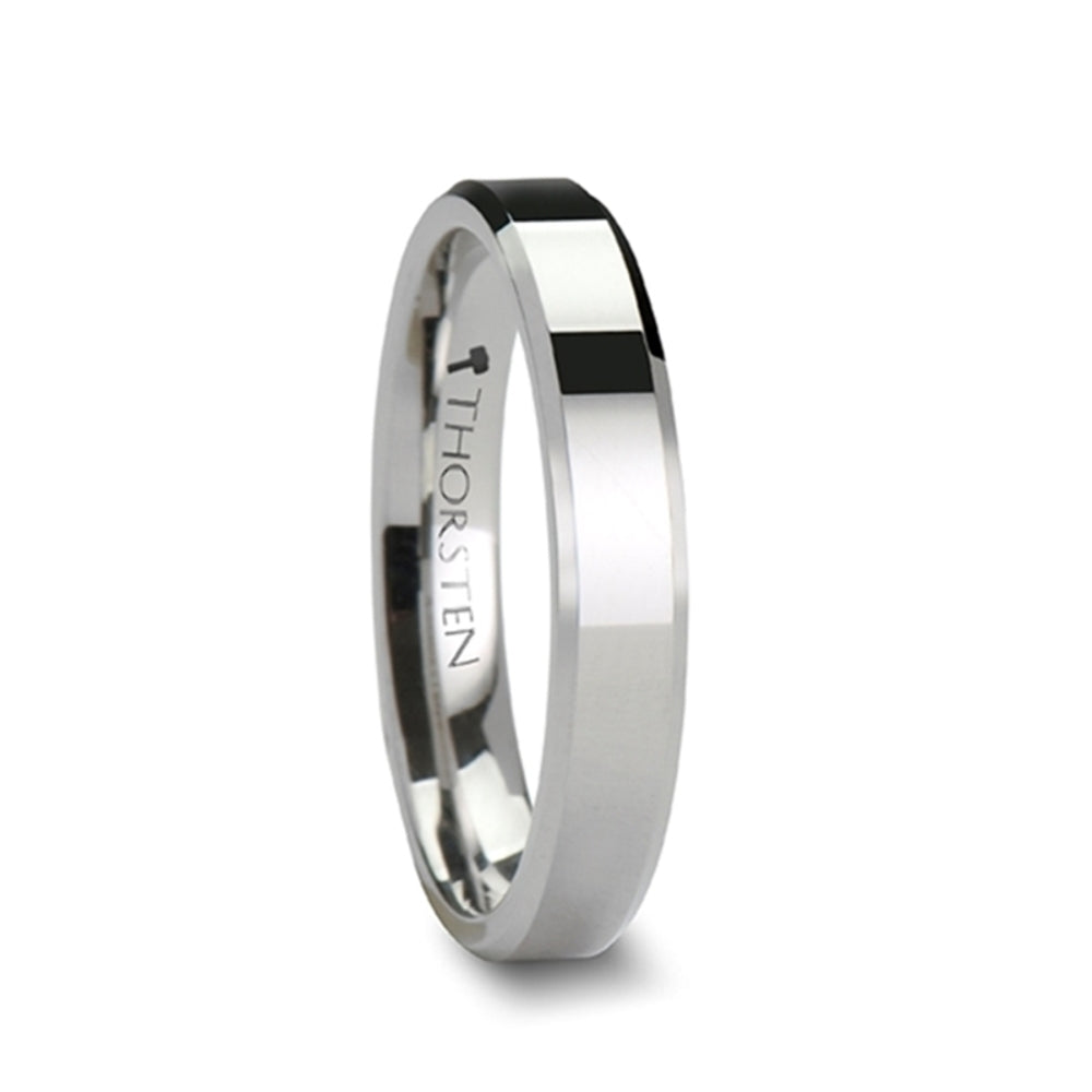 Mens Cobalt Polished Finish Wedding Ring - Beveled Comfort Fit - 4mm 6mm 8mm Wide - Style name: CALERA