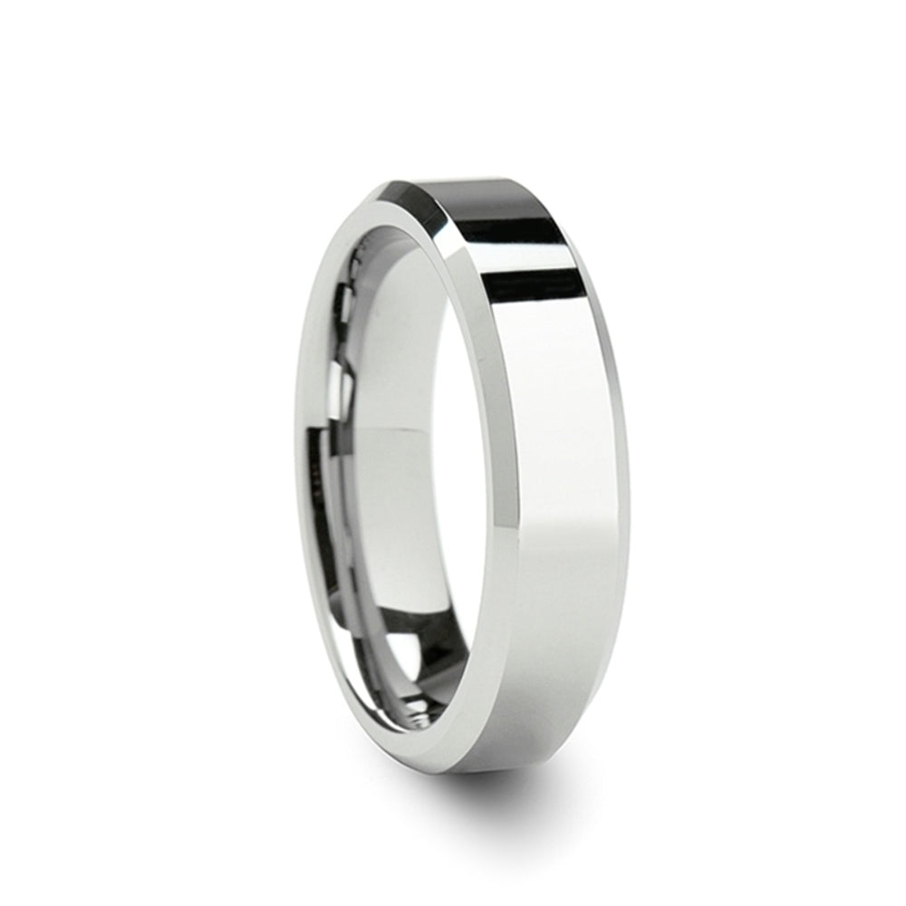 Mens Cobalt Polished Finish Wedding Ring - Beveled Comfort Fit - 4mm 6mm 8mm Wide - Style name: CALERA