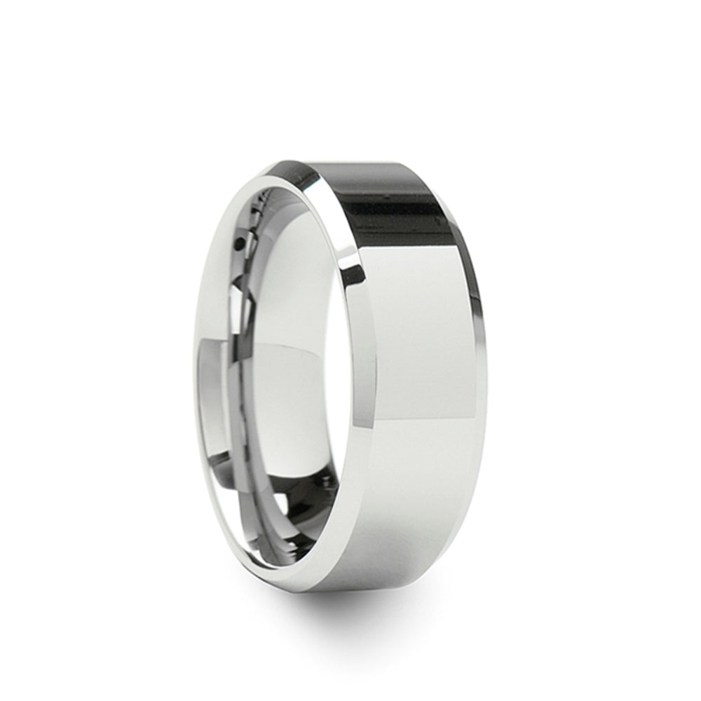 Mens Cobalt Polished Finish Wedding Ring - Beveled Comfort Fit - 4mm 6mm 8mm Wide - Style name: CALERA