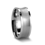 Load image into Gallery viewer, Mens Tungsten Carbide Brushed Concave Center Wedding Ring - Flat Polished Edged Comfort Fit - 8mm Wide - Style name: TREVICO
