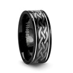 Load image into Gallery viewer, Mens Tungsten Carbide Black Wedding Ring - Celtic Design Comfort Fit - 8mm Wide - Style name: KILDARE
