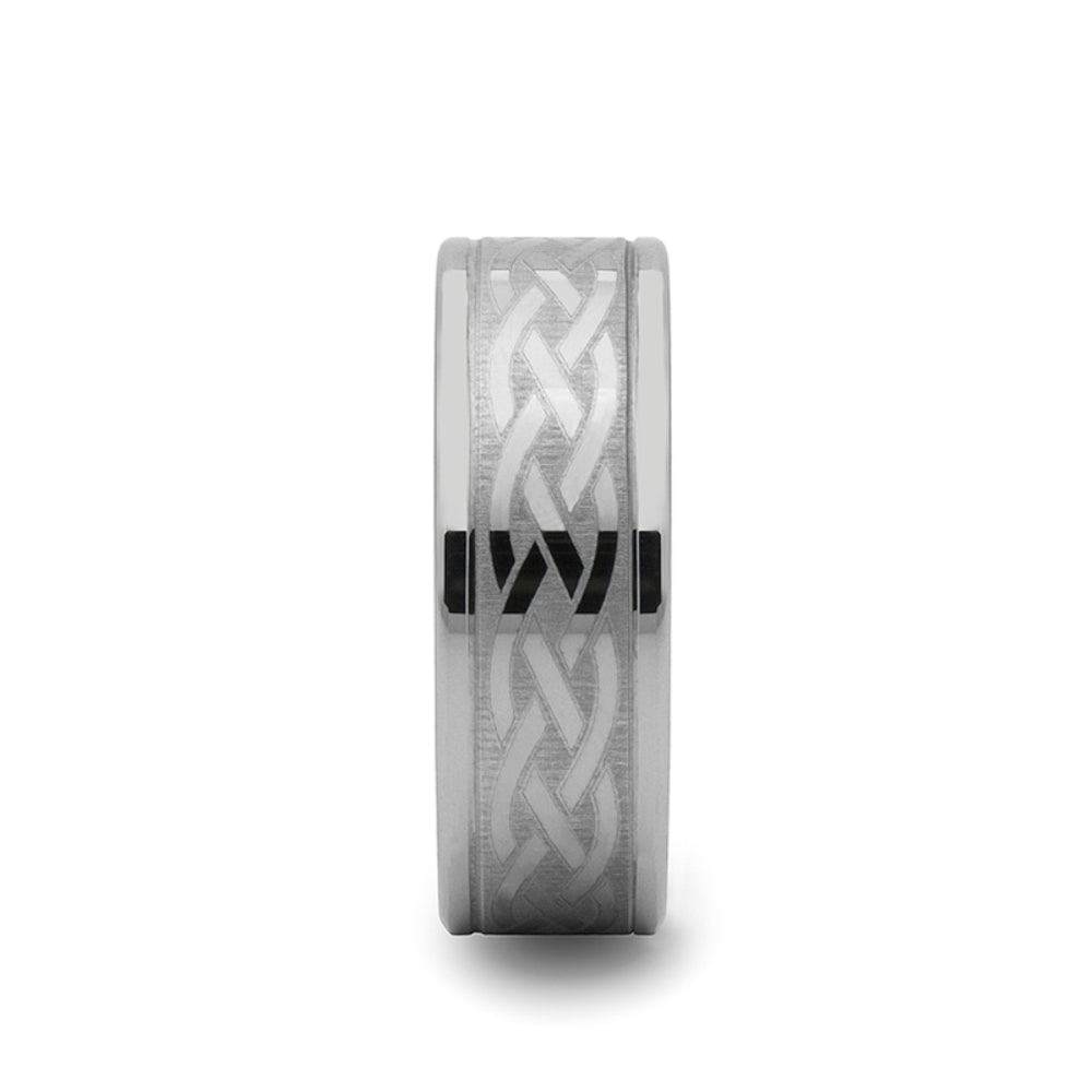 Mens Tungsten Carbide Celtic Design Wedding Ring - Flat Comfort Fit - 8mm 10mm Wide - Style name: PAETUS