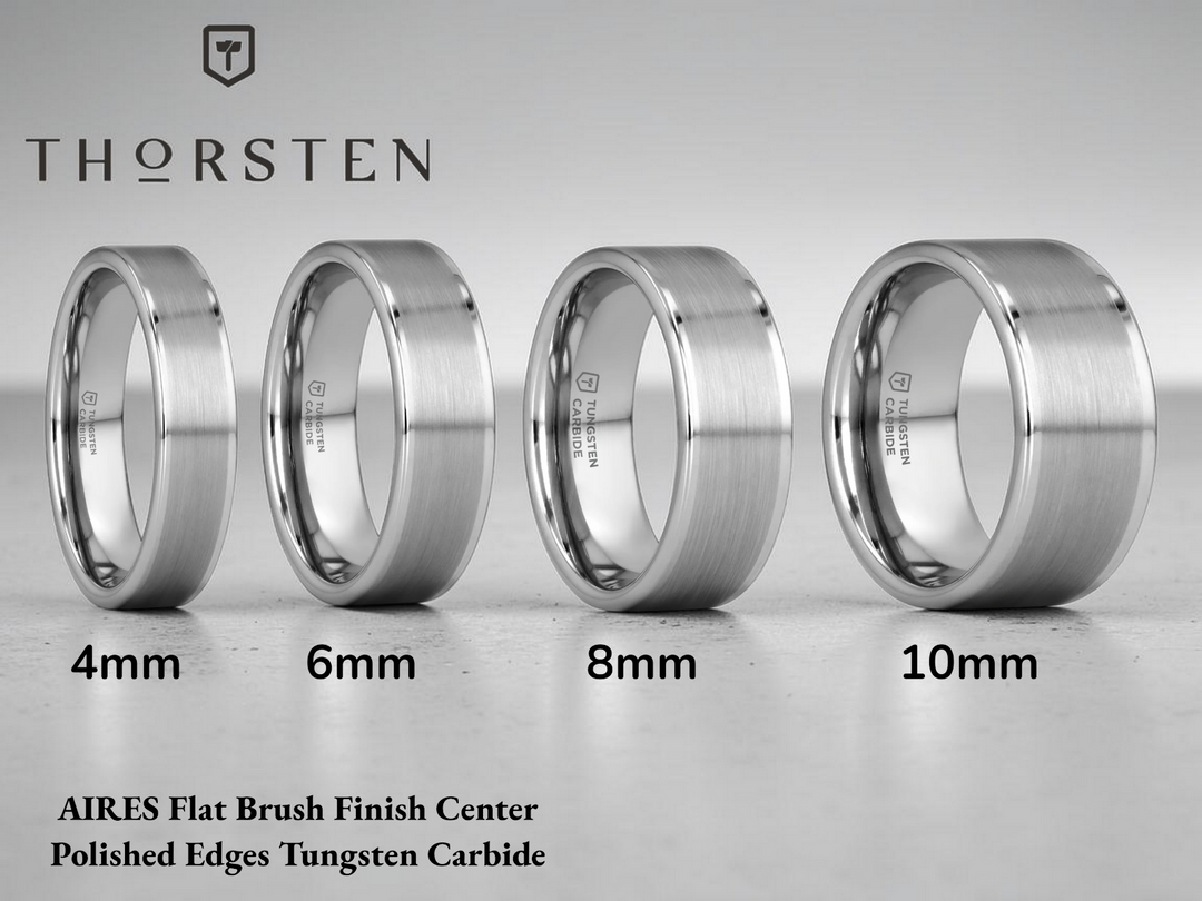 Tungsten Carbide Flat Brush Finish Center Wedding Band Ring - Comfort Fit - 4mm 6mm 8mm 10mm Wide - Style name: AIRES