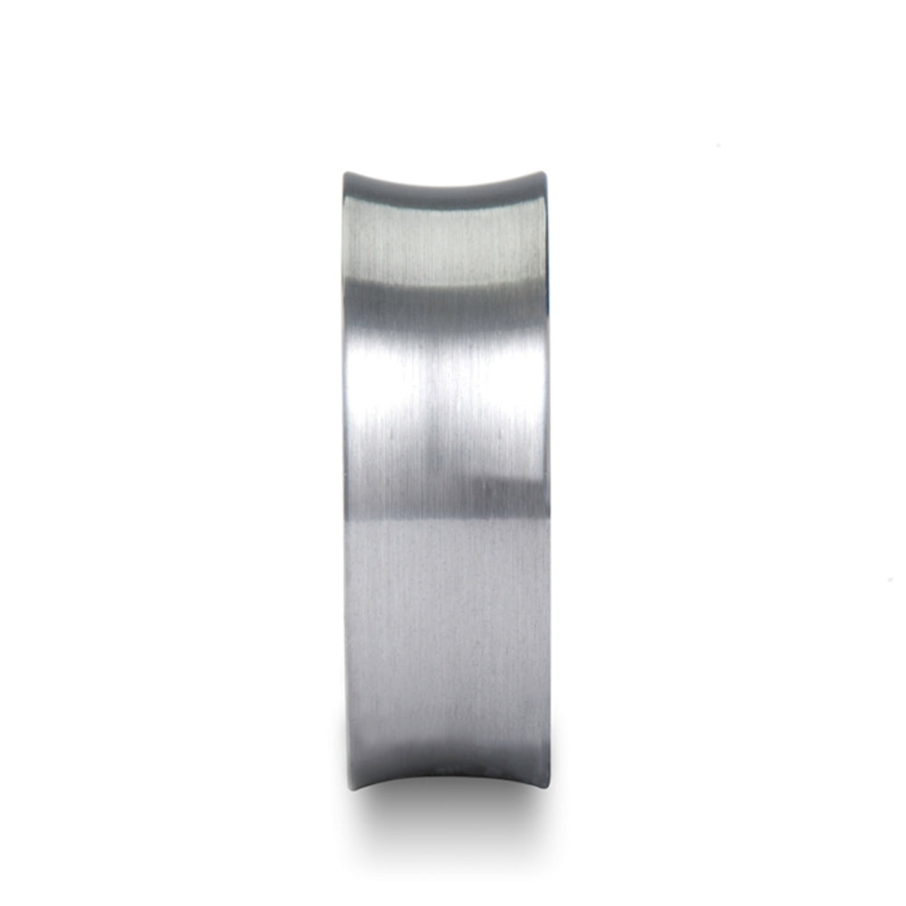 Mens Concave Tungsten Carbide Wedding Ring - Brushed Finish Comfort Fit - 8mm Wide - Style name: TUCSON