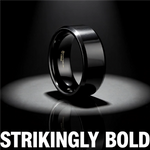 Load image into Gallery viewer, Mens Tungsten Black Wedding Ring - Beveled Comfort Fit - 4mm 6mm 7mm 8mm 10mm 12mm Wide - Style name: INFINITY

