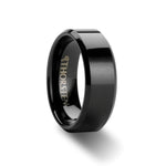 Load image into Gallery viewer, Mens Tungsten Black Wedding Ring - Beveled Comfort Fit - 4mm 6mm 7mm 8mm 10mm 12mm Wide - Style name: INFINITY
