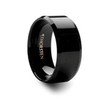 Load image into Gallery viewer, Mens Tungsten Black Wedding Ring - Beveled Comfort Fit - 4mm 6mm 7mm 8mm 10mm 12mm Wide - Style name: INFINITY
