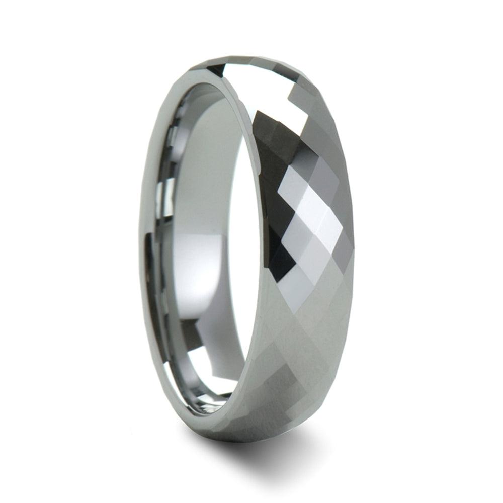 Mens Tungsten Carbide Wedding Ring - 288 Diamond Facets Comfort Fit - 4mm 6mm 8mm 10mm Wide - Style name: MILLENNIUM