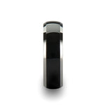 Load image into Gallery viewer, Mens Black Ceramic Inlayed Tungsten Wedding Ring - Domed Comfort Fit - 6mm 7mm 8mm 10mm Wide - Style name: CARRERA
