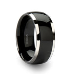 Load image into Gallery viewer, Mens Black Ceramic Inlayed Tungsten Wedding Ring - Domed Comfort Fit - 6mm 7mm 8mm 10mm Wide - Style name: CARRERA
