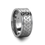 Load image into Gallery viewer, Mens Tungsten Laser Engraved Celtic Pattern Wedding Ring - Polished Comfort Fit - 6mm 8mm 10mm Wide - Style name: PALLAS
