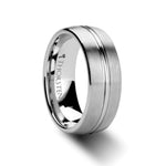 Load image into Gallery viewer, Mens Tungsten Carbide Domed Center Groove Wedding Ring - Brush Finish Comfort Fit - 6mm 8mm Wide - Style name: BOSS
