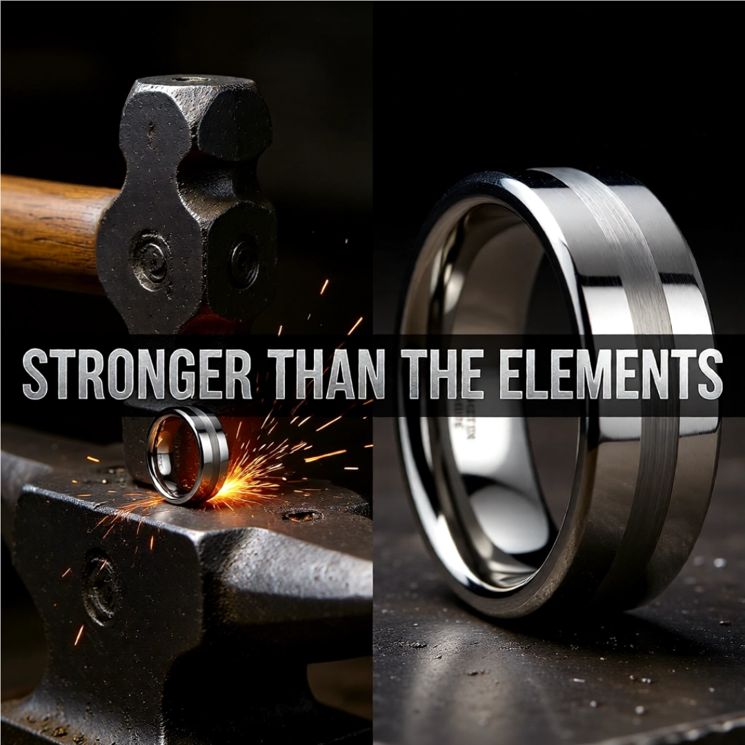 Mens Tungsten Platinum Inlaid Wedding Ring - Flat Comfort Fit - 6mm 8mm Wide - Style name: IVAR