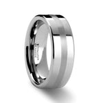 Load image into Gallery viewer, Mens Tungsten Platinum Inlaid Wedding Ring - Flat Comfort Fit - 6mm 8mm Wide - Style name: IVAR
