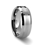 Load image into Gallery viewer, Mens Tungsten Carbide Platinum Inlaid Wedding Ring - Beveled Comfort Fit - 6mm 8mm Wide - Style name: HALSTEN
