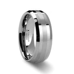 Load image into Gallery viewer, Mens Tungsten Carbide Platinum Inlaid Wedding Ring - Beveled Comfort Fit - 6mm 8mm Wide - Style name: HALSTEN
