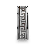 Load image into Gallery viewer, Mens Tungsten Greek Key Meander Design Grooved Wedding Ring - Polished Comfort Fit - 8mm Wide - Style name: THASOS
