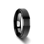 Load image into Gallery viewer, Mens Black Tungsten Brushed Raised Center Polished Step Edges Wedding Ring - Flat Comfort Fit - 6mm 8mm Wide - Style name: ORION
