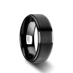 Load image into Gallery viewer, Mens Black Tungsten Brushed Raised Center Polished Step Edges Wedding Ring - Flat Comfort Fit - 6mm 8mm Wide - Style name: ORION
