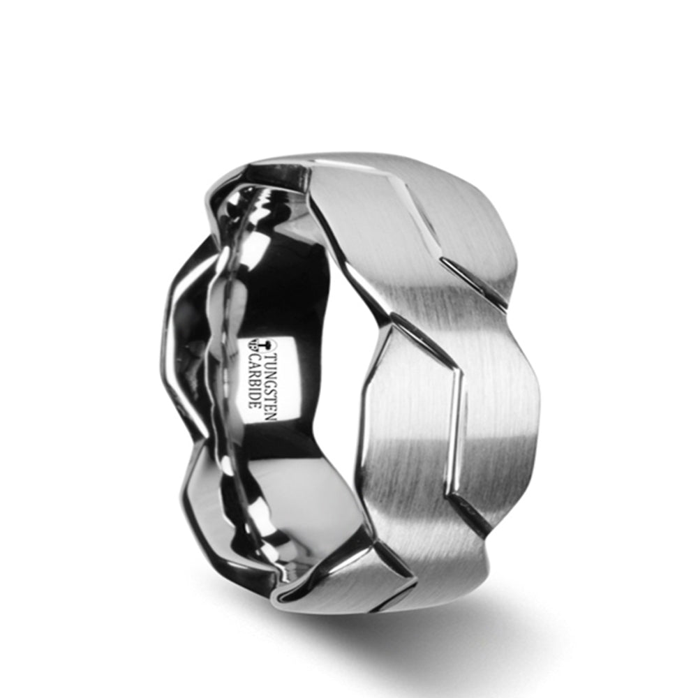 Mens Tungsten Infinity Symbol Design White Wedding Ring - Brushed Comfort Fit - 6mm 8mm 10mm Wide - Style name: FOREVER