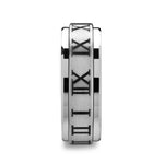 Load image into Gallery viewer, Mens Tungsten Raised Center Roman Numerals Spinner Wedding Ring - Brush Finish Comfort Fit - 8mm Wide - Style name: IMPERIUS
