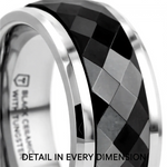Load image into Gallery viewer, Mens Black Ceramic Diamond Faceted Spinner Wedding Ring - Polished Beveled Edges Comfort Fit - 8mm Wide - Style name: HICKOK
