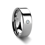 Load image into Gallery viewer, Mens Comfort Fit Wedding Band - Flat Polished Tungsten Diamond Ring - 6mm 8mm Wide - Style name: BRISTOL - Lifetime Warranty
